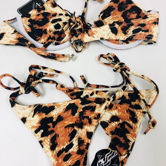 ZAFUL Leopard Tie Underwire Bikini Set - Leopard - Picture 5 of 5